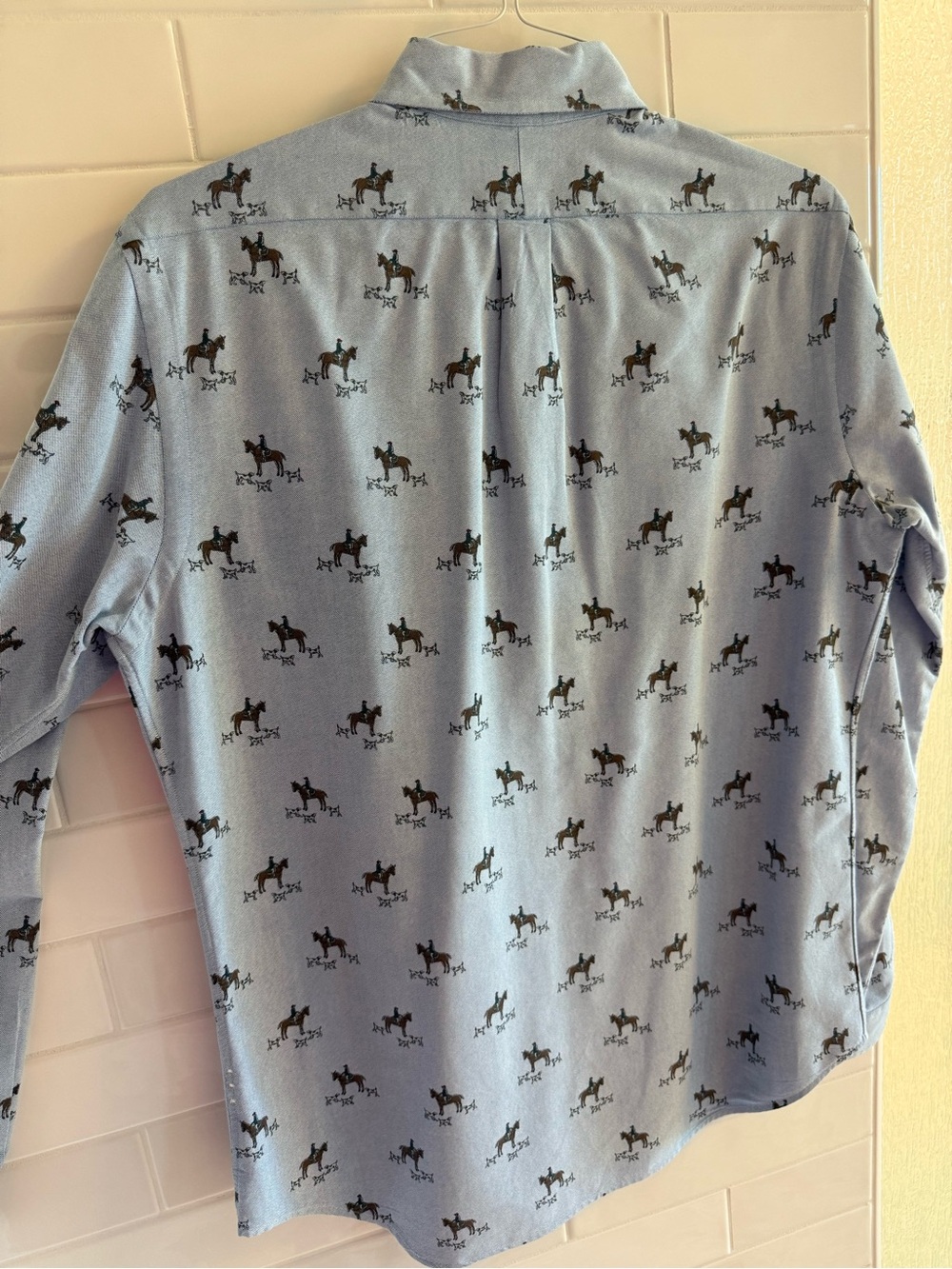 Ralph Lauren Light Blue Horse-Print Button-Down Shirt Size Medium - Picture 7 of 12
